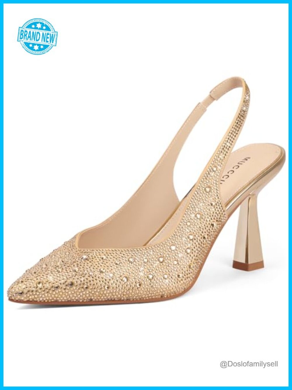 Kitten Heel Pumps Rhinestone Slingback Pointe Toe Heels Women's Dress Shoes